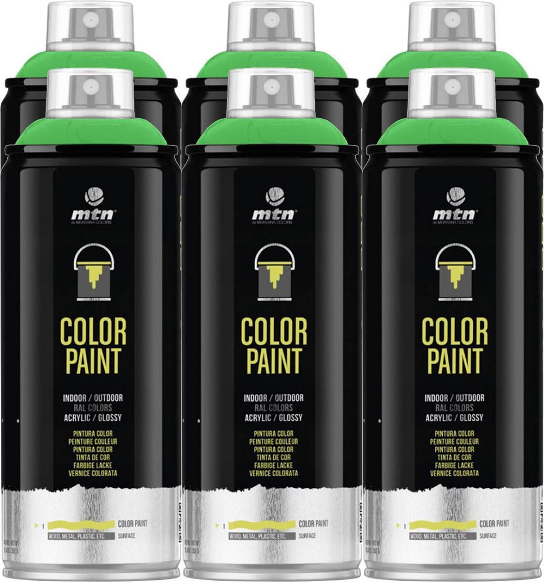 MTN PRO Color Paint RAL Spuitverf - 6 stuks - Yellow Green - 400ml