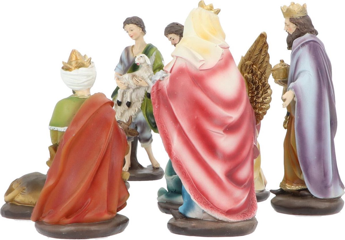 Traditionele kerststal, set van hars, kerststalfiguren, tafelkribbefiguren, Jezus kribbefiguren, kerststalfiguren voor huis, kantoor, tuin, kerstdecoratie
