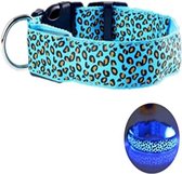 LED halsband - voor kleine honden- maat S - Blue Leopard - Verlichting in het donker - Veilig in het donker