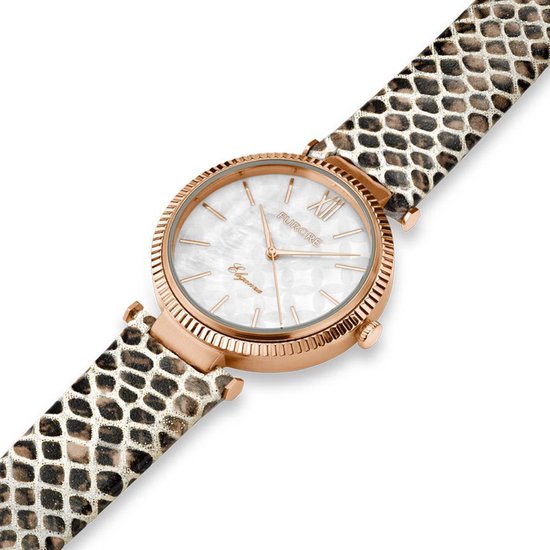 Furore - Eleganza - FU2703 - montre pour femme - 36 mm - bracelet en cuir -  or rose et... | bol.com