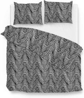 Warme Flanel Tweepersoons Dekbedovertrek Knitted Grijs | 200x200/220 | Hoogwaardig En Zacht | Ideaal Tegen De Kou