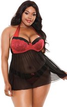 Sophia Halternek Babydoll - Zwart/Rood - Sexy Lingerie & Kleding - Lingerie Dames