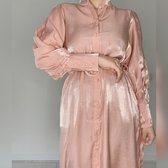 Satijnenjurk - Galajurk - Maxi jurk - luxe jurk - Roze jurk - L/XL
