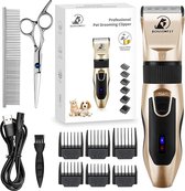 Bonve Pet® Dieren Tondeuse Set - Honden Tondeuse - Katten tondeuse - Trimmer - Scheerapparaat - Incl. Kam, Gezichtsborstel- RVS - Duurzame Accu - Zwart/goud