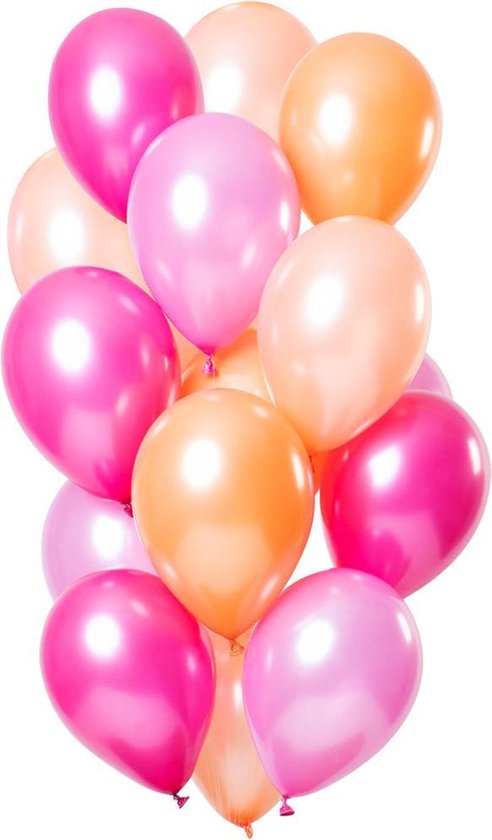 Ballonnen Set Peachy Flamingo - 15 ballonnen roze pink abrikoos