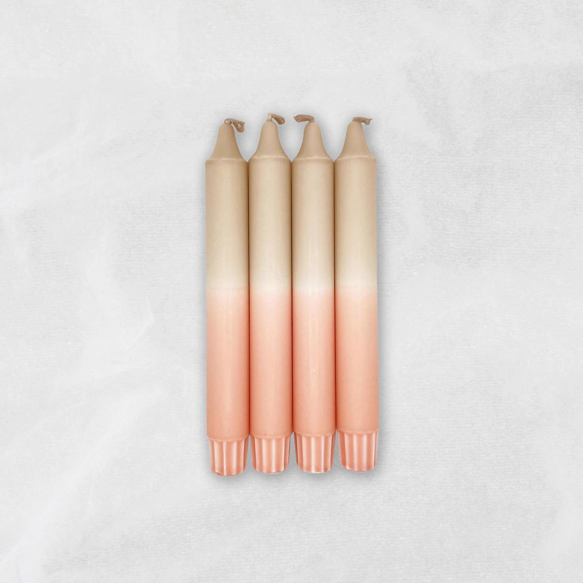 MingMing - Taupe & Roze - Dip Dye Kaarsen - set van 4 - handgemaakte kaarsen - dinerkaarsen