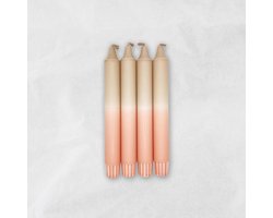 MingMing - Taupe & Roze - Dip Dye Kaarsen - set van 4 - handgemaakte kaarsen - dinerkaarsen