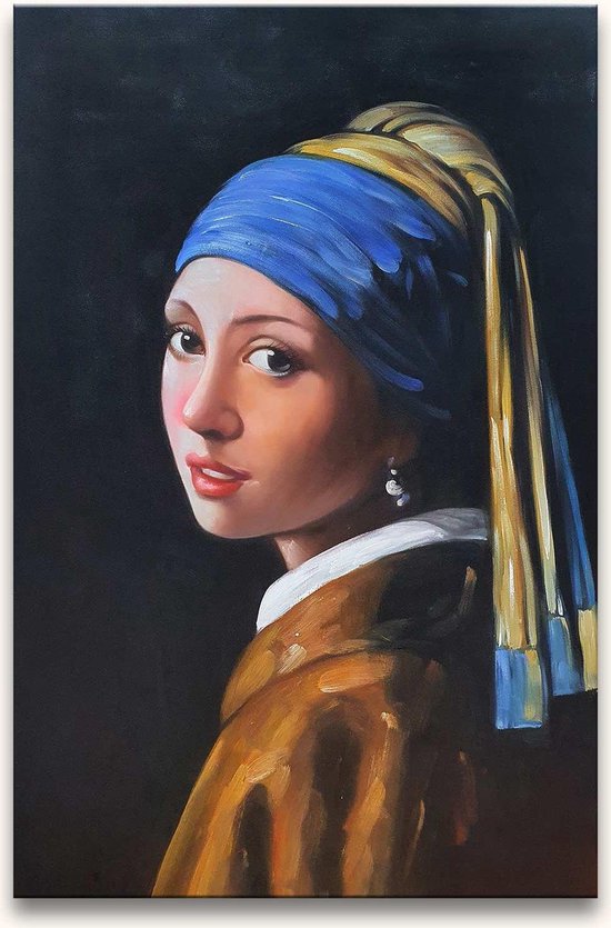 Oprichter verlegen Aanzetten Handgeschilderd schilderij Olieverf op Canvas - Johannes Vermeer 'Meisje  met de Parel' | bol.com