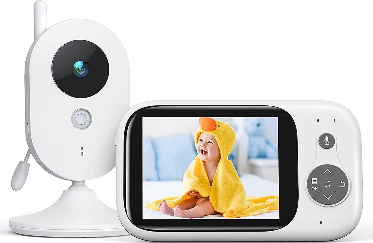 Babyfoon BM32 - Draadloze babyfoon met camera en audio - 3.2"  LCD-nachtzichtsensor - slimme bewakingscamera - VOX - tweerichtingsgesprek  - wekker - 930mAh - slaapliedjes + temperatuursensor - Little Plaza