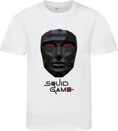 Squid Game Front Man Mask- Squid Game T-shirt - T-shirt kinderen - Maat 134/146 - 9-11 jaar - T-shirt wit korte mouw - Geïnspireerd door Squid Game