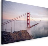 Schilderij - Golden Gate Bridge in de mist, multi-gekleurd, 4 maten, premium print