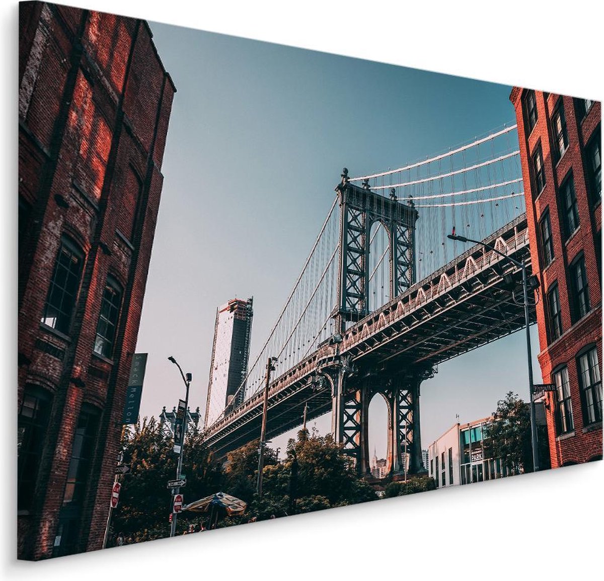 karo-art Schilderij - Manhatten Bridge New York City, multi-gekleurd, 4 maten, premium print Multikleur