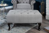Hocker zilver grijs gecapitonneerd 80cm fluweel stof