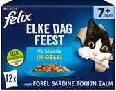 Felix Elke Dag Feest 7+ Senior Vis Selectie - Kattenvoer natvoer - Tonijn, Zalm, Sardines, Forel - 48 x 85g