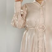 Satijnen jurk - Galajurk - Maxi jurk - Luxe jurk - Beige - L/XL