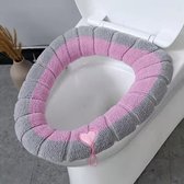 Gading® toiletbrilhoes - 2 pack elastische toiletbrilbekleding- roze Grijs met hartje