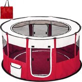 Spoint® Puppyren Diameter 114cm Rood - Hondenren - Honden Bedje - Puppy Ren - Hond & Kat - Voor Huisdier - Polyester - 2 Deuren