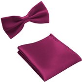 Vlinderstrik - inclusief - pochette - Plum Purple - Sorprese - strik - strikje - vlinderdas - pochet - heren