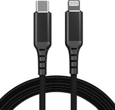 USB C naar Lightning kabel - Apple MFI gecertificeerd - 2.0 - Nylon mantel - Zwart - 3 meter - Allteq