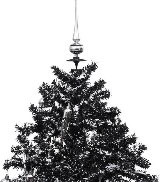 Sneeuwende kerstboom met parasolvoet 190 cm PVC zwart