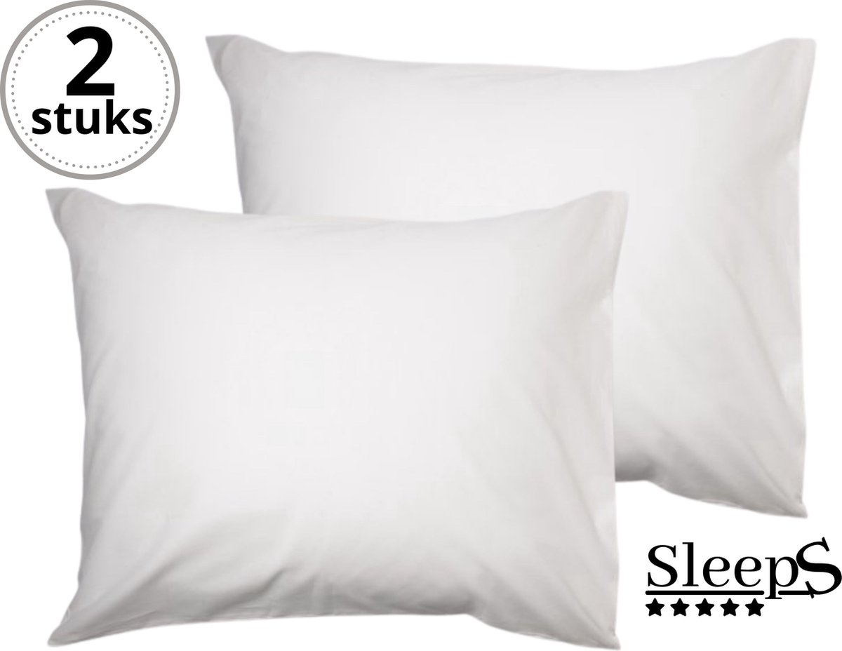 Sleeps - Kussenslopen - Set van 2 Stuks - Ivoor - 60x70cm - 100% Hoogwaardige 20A Katoen - Zacht Katoen - Strijkvrij -