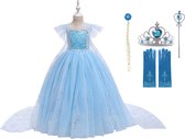 Prinsessenjurk meisje - Prinsessen speelgoed - Het Betere Merk - maat 110/116 (120) - Tiara - Kroon - Toverstaf - Handschoenen - Verkleedkleren Meisje - Carnavalskleding Kinderen -