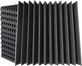 What's Goods® Akoestische foam panels 30x30x5cm Set x12 tegels - Muur studio noppenschuim absorptieplaten / geluidsisolatie panelen zwart + GRATIS 48x bevestigingstickers