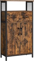 VASAGLE Badkamermeubel, dressoir, opbergkast, verstelbare plank, stalen frame, voor woonkamer, keuken, industriële stijl, vintage bruin-zwart LSC261B01