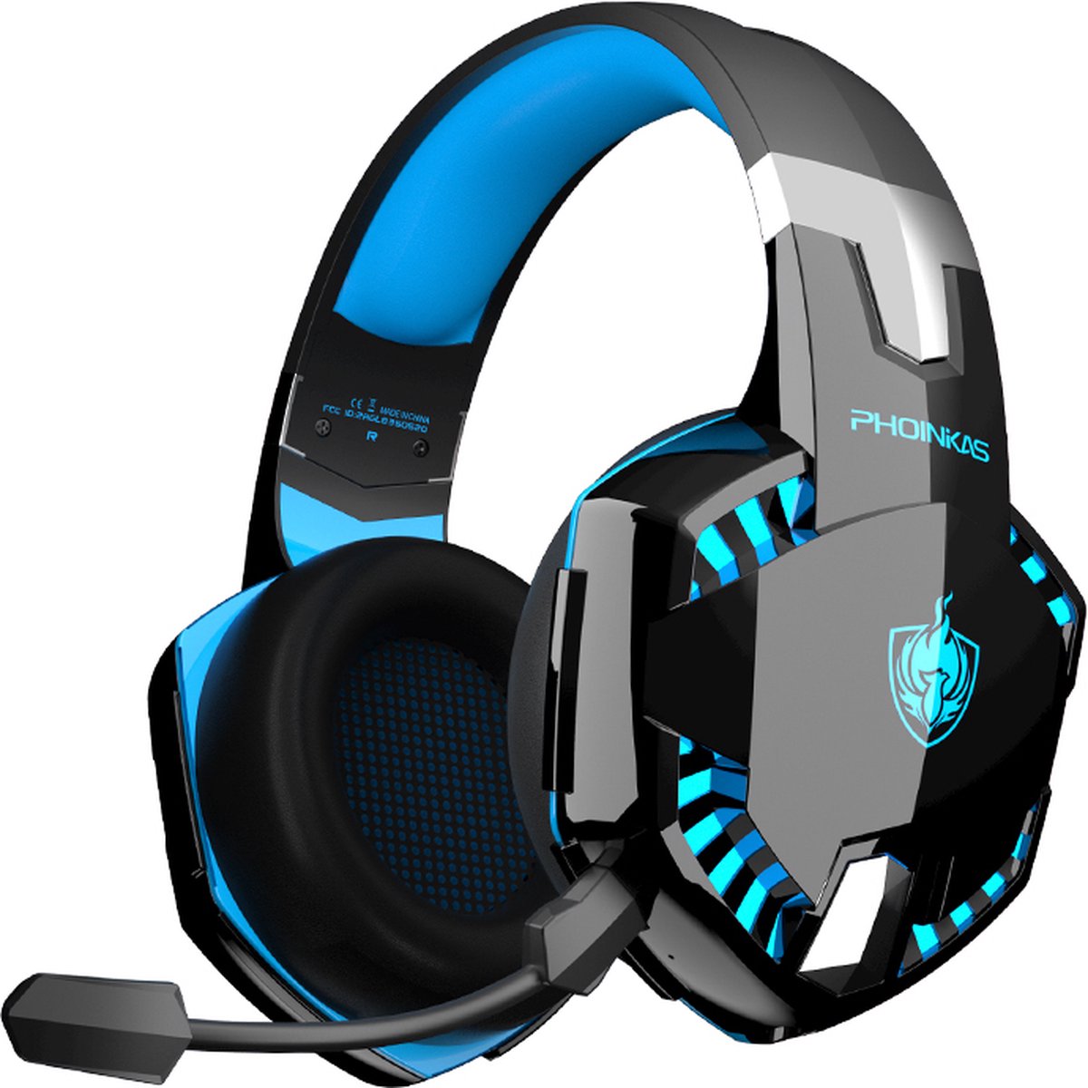 PHOINIKAS G2000 BT Bluetooth Laptop Gaming headset met microfoon Over-ear Koptelefoon -Zwart blauw