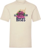 T-shirt On Fire Roses - Off white (XS)