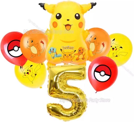 Pokemon  Ballon Set 8 stuks Kinderen Verjaardagsfeestje Nummer 5  Feestartikelen