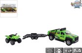 Kids Globe Auto pb terreinwagen met trailer en quad + licht/geluid