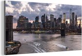 Wanddecoratie Metaal - Aluminium Schilderij Industrieel - New York - Brooklyn Bridge - Manhattan - 120x60 cm - Dibond - Foto op aluminium - Industriële muurdecoratie - Voor de woonkamer/slaapkamer