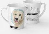Een heerlijke latte uit een mooie Golden Retreiver mok