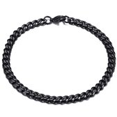 Cuban Link Armband - Dikke Schakel - 7mm - Zwart - Armband Mannen - Armband Heren - Valentijnsdag voor Mannen - Valentijn Cadeautje voor Hem - Valentijn Cadeautje Vrouw