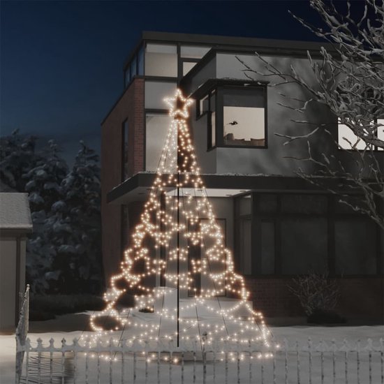 Kerstboom met metalen paal 500 leds warm wit 3 m kerstverlichting kerst