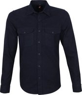 Suitable - Melton Overshirt Donkerblauw - Maat XL - Slim-fit