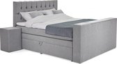 Opberg Boxspring Deluxe 200x200 Grijs + tv lift + Hockers 2x