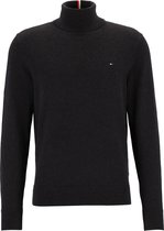 Tommy Hilfiger Pima Cotton Cashmere - heren coltrui katoen met kasjmier - zwart (Black) -  Maat: XXL