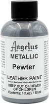 Angelus Leather Acrylic Paint - textielverf voor leren stoffen - acrylbasis - Metallic Pewter - 118ml