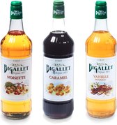 Bigallet Caramel, Vanille & Hazelnoot koffiesiroop voordeelpakket - 3 x 1 liter