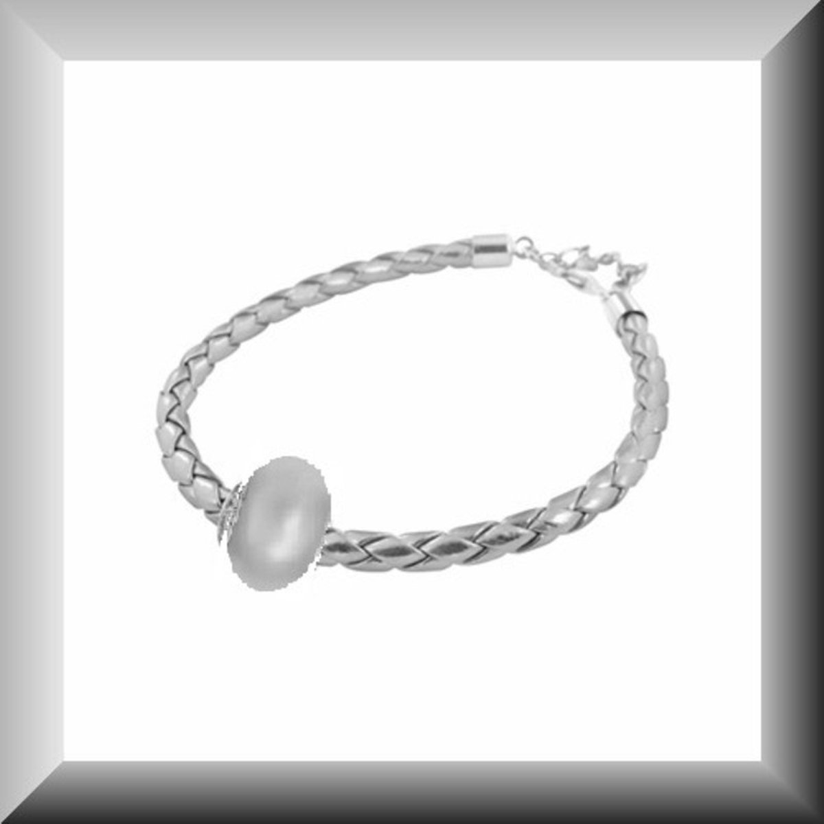 Elegant gevlochten armbandje met grote parel
