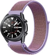 Nylon Smartwatch bandje - Geschikt voor  Samsung Galaxy Watch 3 - 45mm nylon band - lila - Strap-it Horlogeband / Polsband / Armband