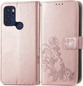 Klavertje vier roze agenda wallet case hoesje Motorola Moto G60S