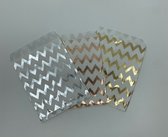 12 Luxe cadeau zakjes met Lijnen - 17,3 x 13 cm - Goud/Zilver/Brons - Kado verpakkingen -