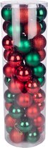 Christmas Gifts Kerstballen set 50 stuks - rood/groen - mat - glanzend - glitter
