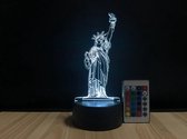 Klarigo®️ Nachtlamp – 3D LED Lamp Illusie – 16 Kleuren – Bureaulamp – Vrijheidsbeeld - Statue of Liberty – Sfeerlamp – Nachtlampje Kinderen – Creative - Afstandsbediening