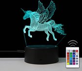Klarigo® Nachtlamp – 3D LED Lamp Illusie - 16 Kleuren – Bureaulamp – Unicorn  Vleugel – Sfeerlamp – Nachtlampje Kinderen – Creative - Afstandsbediening