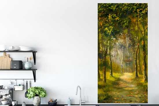 Affiche Une illustration d'un chemin à travers la forêt - 75x150 cm