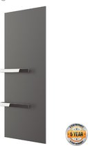 Welltherm metalen handdoekdroger elektrische Grafiet | Antraciet | 660 Watt| 60x150 cm | infraroodpaneel | inclusief gesloten Handdoekbeugel chroom